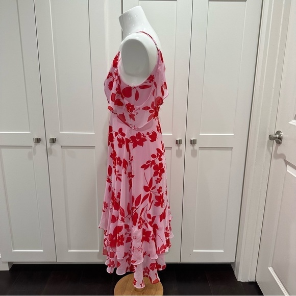 Lulus Valorous Vera Pink Floral Print Midi Dress Size Medium - Picture 12 of 12